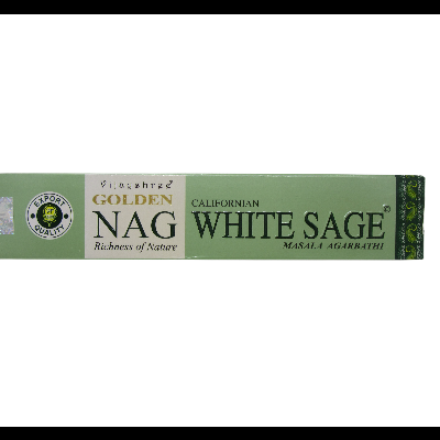 Caixa verde de incenso Golden Nag California White Sage com selo de qualidade