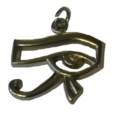 Pendente metálico em forma de olho estilizado com gancho