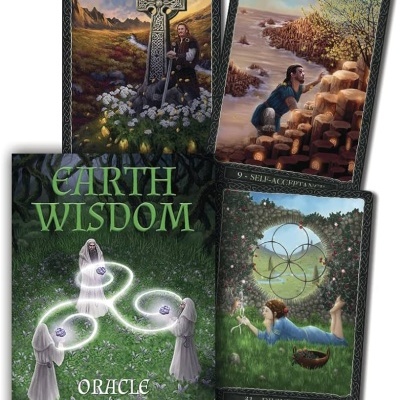 Cartas oráculo Earth Wisdom Oracle com ilustrações coloridas e texto