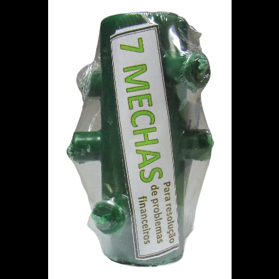 Produto metálico verde com etiqueta de papel