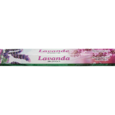 Caixa de palito de incenso lavanda com design floral e texto Lavande Lavanda