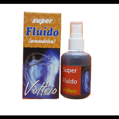 frasco com spray e caixa amarela do produto super Fluido Volteio
