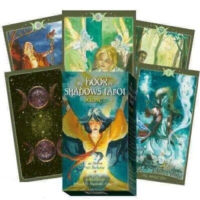 Conjunto de cartas de tarot THE BOOK OF SHADOWS TAROT VOLUME 2 com arte esotérica colorida