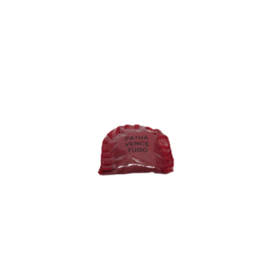 Pacote pequeno vermelho com texto 