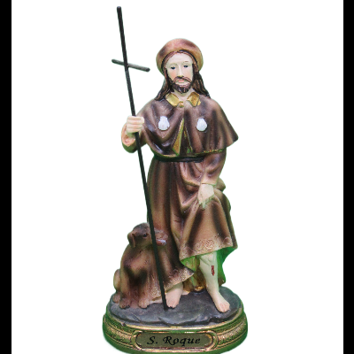 Estátua de S. Roque com vestes castanhas e cão