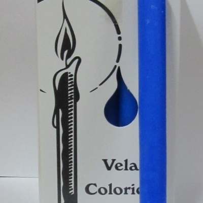 Vela azul com caixa branca 'Vela Colorida'