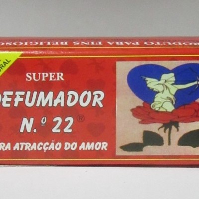 Embalagem de defumador Super Defumador N.º 22 para atração do amor com ilustração e selo de qualidade Euromanual