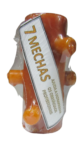 Dispositivo laranja com etiqueta 7 MECHAS em película plástica