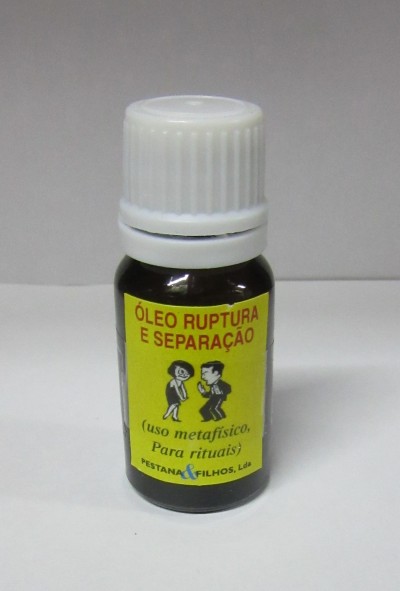 Frasco de óleo com rótulo amarelo e tampa branca