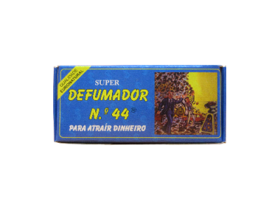 Embalagem azul do produto Super Defumador N.º 44 para atrair dinheiro