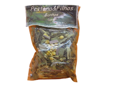 Pacote de ervas secas para banhos da marca Pestana & Filhos com etiqueta