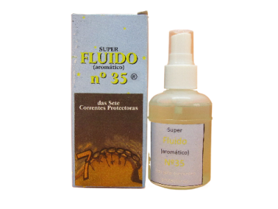 Frasco de spray aromático Super Fluido nº 35 com caixa castanha ao lado