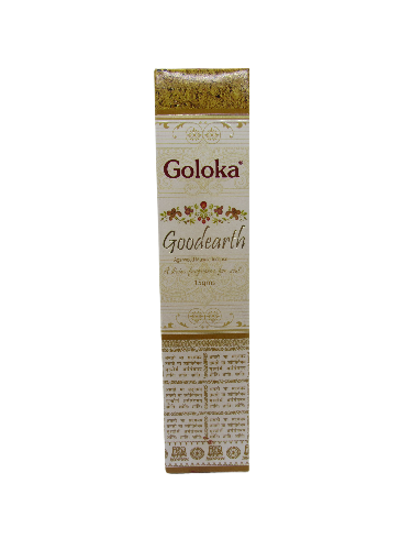 Caixa retangular de incenso Goloka Goodearth creme e dourado