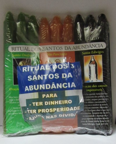 Conjunto de velas coloridas para ritual com folheto explicativo