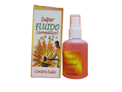 Frasco de fluido aromático rosa com embalagem branca e amarela.