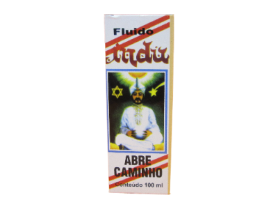 Embalagem de fluido com imagem de homem espiritual e texto