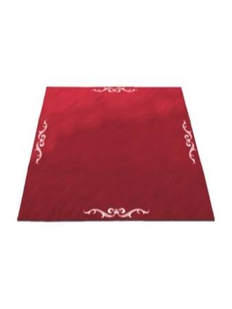 Tapete quadrado vermelho com padrões brancos