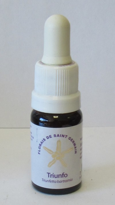 Frasco pequeno escuro com conta-gotas e rótulo branco com texto e imagem amarela