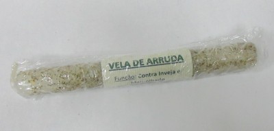 Vela de arruda trançada com etiqueta em plástico transparente