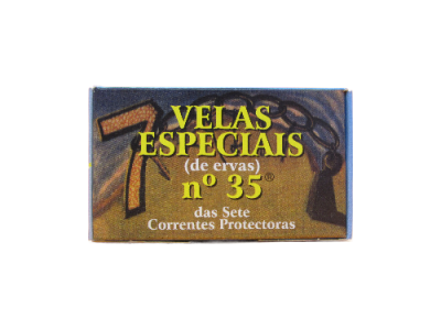 Embalagem de velas especiais de ervas nº 35 com imagem de corrente