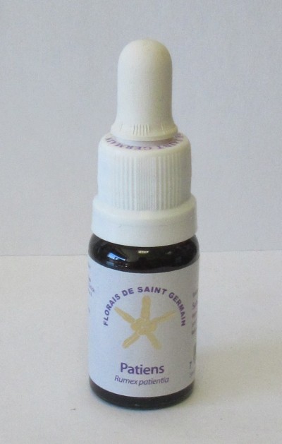 Frasco pequeno de vidro escuro com conta-gotas branco e etiqueta branca com texto azul e dourado