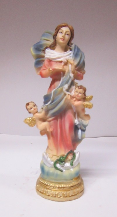 Estatueta feminina com anjinhos e base dourada