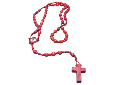 Colar de contas vermelhas com crucifixo vermelho
