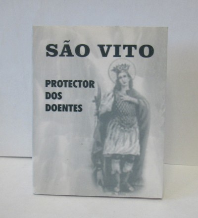 Cartão religioso São Vito protector dos doentes com imagem em preto e branco
