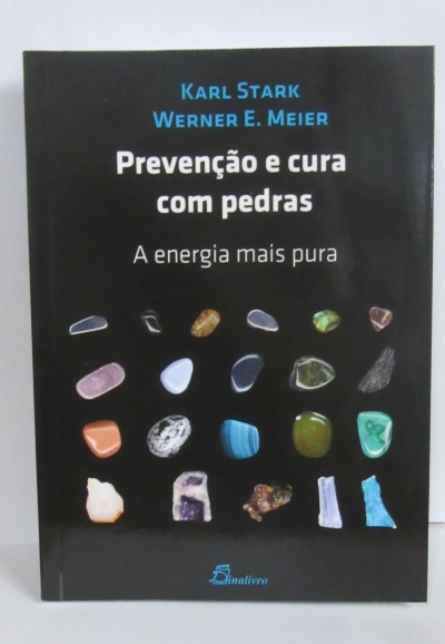 Capa de livro preto com título e imagens de pedras coloridas