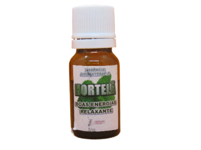 Frasco pequeno de essência aromaterapia hortelã com tampa branca