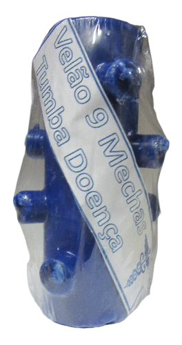 Velão azul com 9 mechas e etiqueta