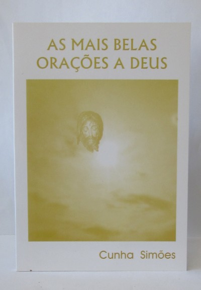 Capa de livro branco com título dourado e imagem amarelada de Jesus Cristo