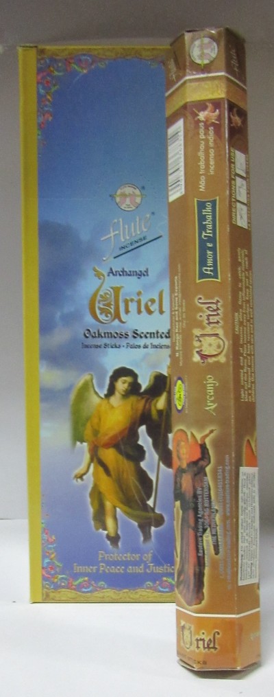 Caixa de incenso com anjo e textos em inglês e português