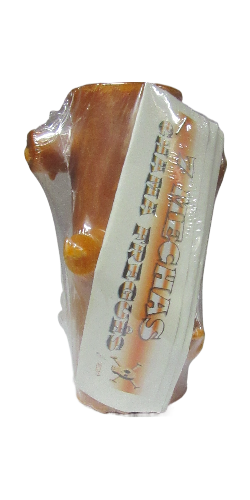 Vaso castanho decorativo embalado com etiqueta 'SECRET'S MEXICAN PECHOS'