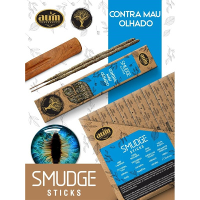 Pacote de incenso Smudge Sticks contra mau olhado com suporte de madeira e dois incensos