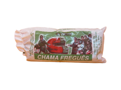 Embalagem de produto CHAMA FREGUÊS com ilustração de pessoas