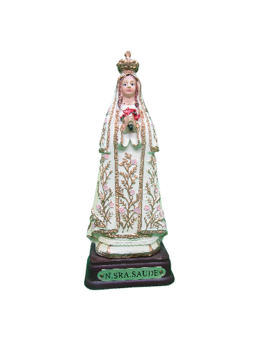 Estatueta da Nossa Senhora da Saúde com base