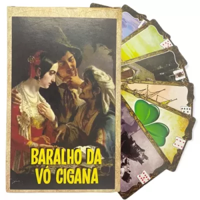 Baralho da Vó Cigana com caixa e cartas coloridas