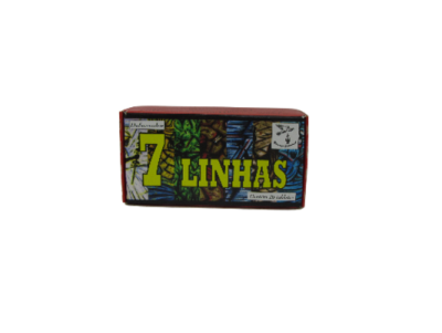 Caixa de fósforos 7 LINHAS com fundo colorido e selo branco