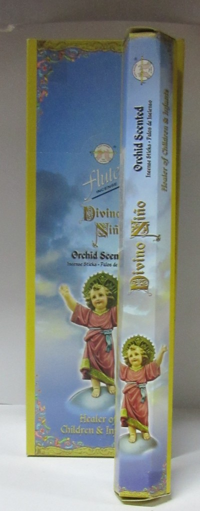 Incensos Divine Niño Orchid Scented com imagem de criança em fundo azul