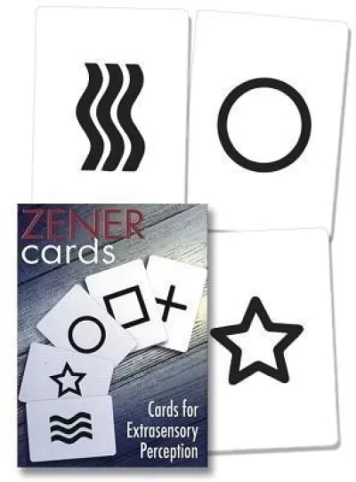 Cartas Zener com símbolos para perceção extrasensorial e embalagem