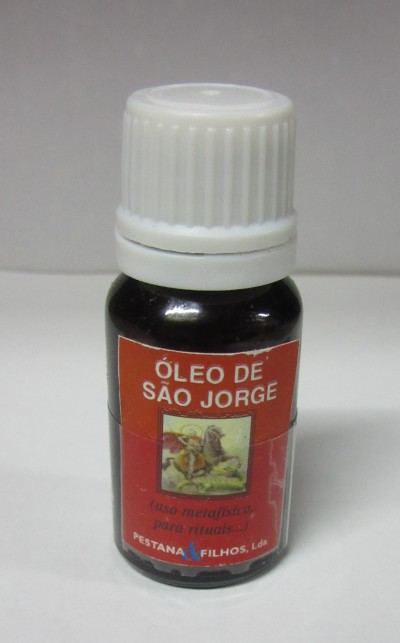 Frasco pequeno de óleo de São Jorge com rótulo vermelho