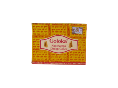 Embalagem amarela de incenso Goloka Nagchampa Dhoop Cones