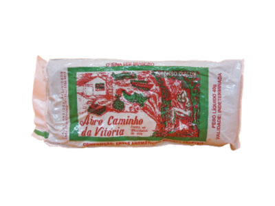 Barra de sabão com embalagem branca, texto vermelho e verde