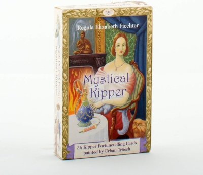 Caixa de cartas de previsão Mystical Kipper com ilustração e texto