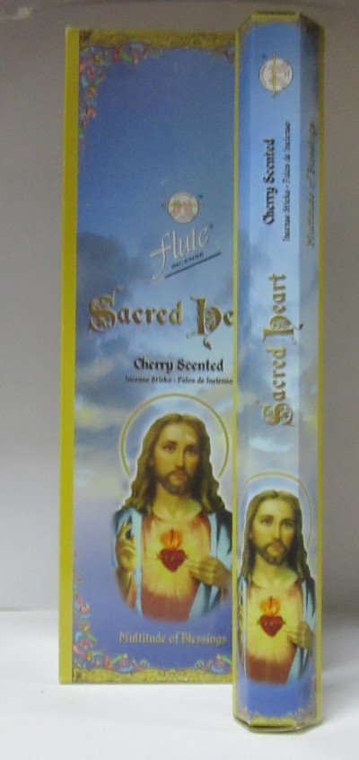 Pacote de incenso Sacred Heart com imagem de Jesus e cheiro a cereja