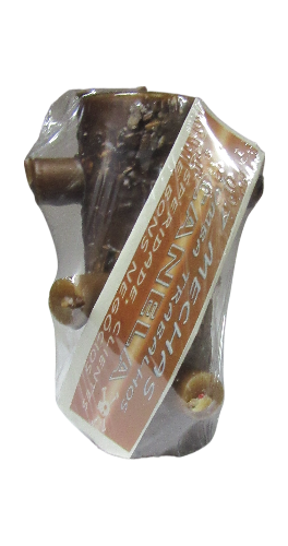 Chocolate em forma de serpente com etiqueta em plástico transparente