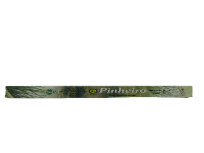 Embalagem longa verde com texto 'Pinheiro' e logotipos