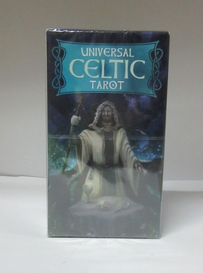 Caixa de baralho de tarot Universal Celtic Tarot com imagem de homem místico