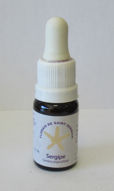 Frasco pequeno com conta-gotas branco e rótulo branco com texto roxo